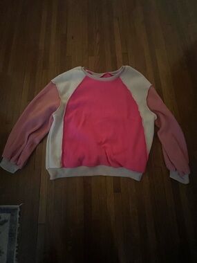 SHEIN Pink and Cream Colorblock Sweatshirt